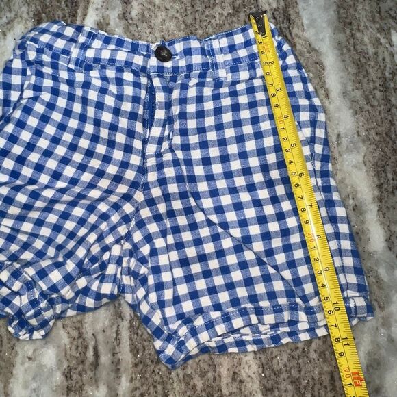 Janie and Jack, Blue Gingham Checker Plaid Linen Blend Shorts, Adjustable Boys 5 - Picture 7 of 14